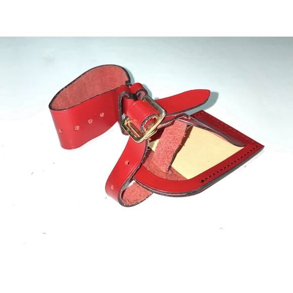 Louis Vuitton Red Bag Tag Gold-tone Accent Black Stitching w/ Strap Poignet - Picture 6 of 10